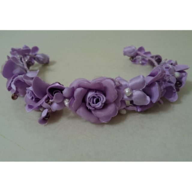 新娘頭飾/粉紫色花朵花圈造型髮飾