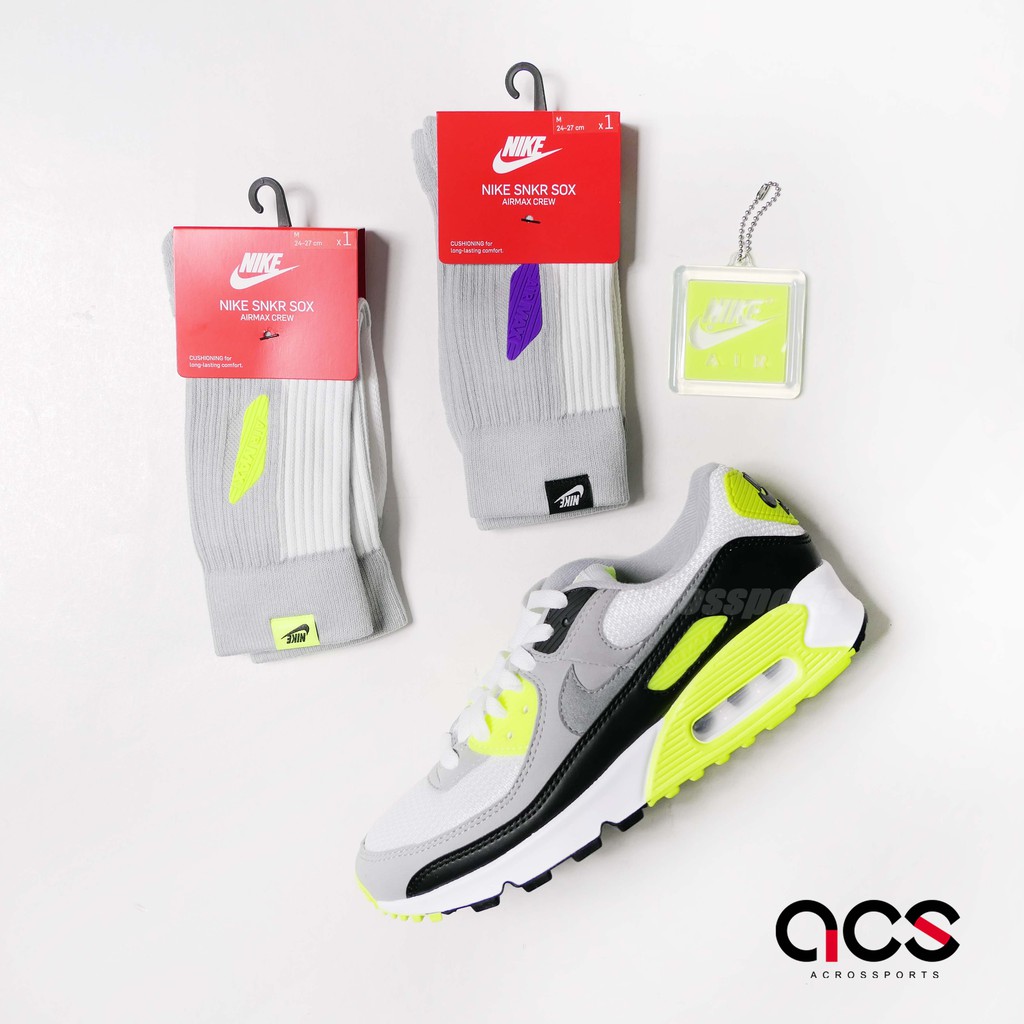 Nike 襪子 SNKR Sox Air Max 90 Crew 原版 長襪 男女款 螢光黃 / 紫色 任選 【ACS】