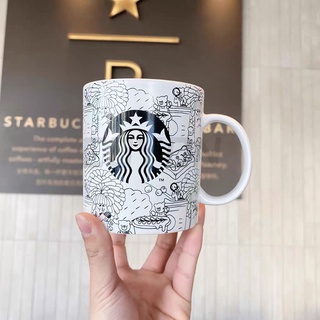 ✨買到賺到💗星巴克馬克杯473ml 2020塗鴉環保小熊杯子 帶蓋勺杯 咖啡杯 送禮 情人節禮物