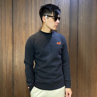 美國百分百【全新真品】Superdry 大學T 刷毛 極度乾燥 SD 上衣 長袖T恤 棉質 logo 黑灰色 CB43