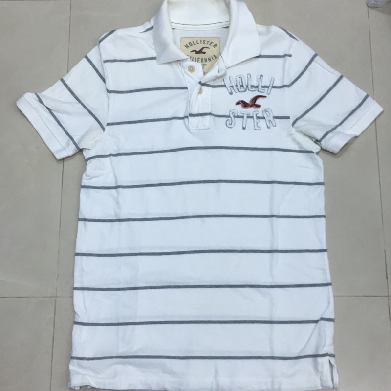 Hollister 經典款條紋polo衫 M號