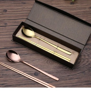 鍍金韓式餐具套装組 韓式 湯匙 筷子 環保餐具 餐具組