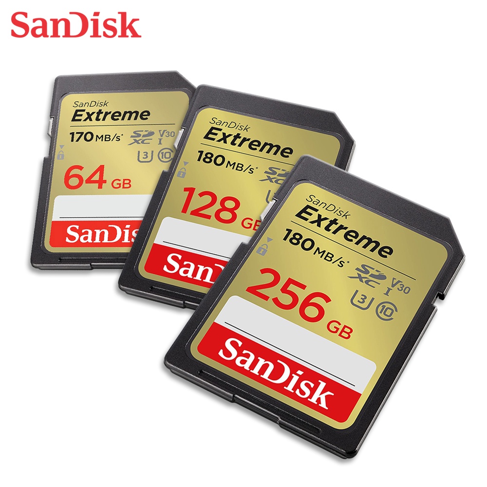 SANDISK Extreme 64G 128G 256G V30 UHS-I U3 180MB/s 相機 專用 記憶卡
