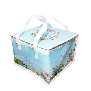[現貨]藍色花園6吋8吋10吋 蛋糕保冷袋 保溫袋 蛋糕盒冷藏手提袋保鮮袋 無紡布袋 保冰袋 便當袋 購物袋【K014】