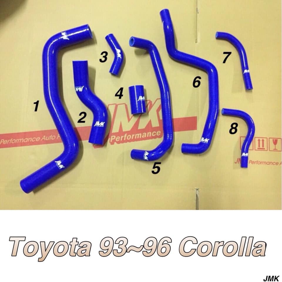 8PCS Silicone Water Hose for~ 1993-1996 TOYOTA Corolla 強化水管