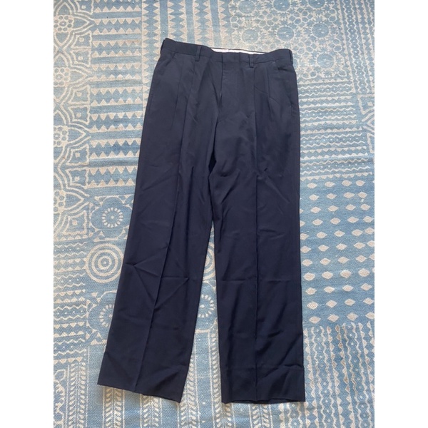 日本製 DAKS LONDON NAVY PLEATS SLACK 深藍色 雙折 老西裝褲 尺寸82