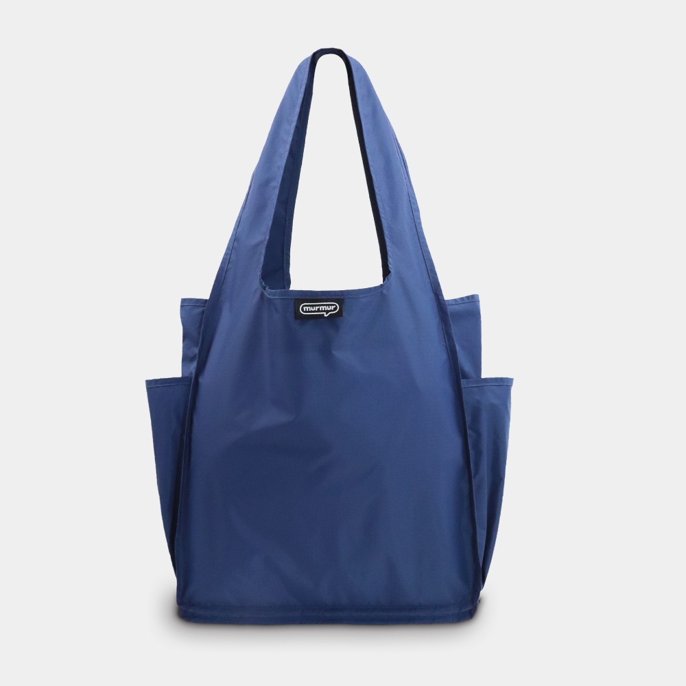 【murmur官方】 A4環保購物袋-海藍(雙側快取口袋、可收納、袋口兩段式安全扣帶)