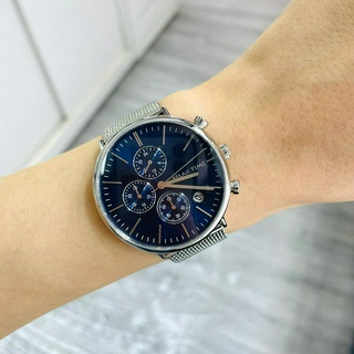 *加碼送皮帶* RELAX TIME 三眼計時腕錶｜不鏽鋼米蘭帶×藍 (RT-85-2)