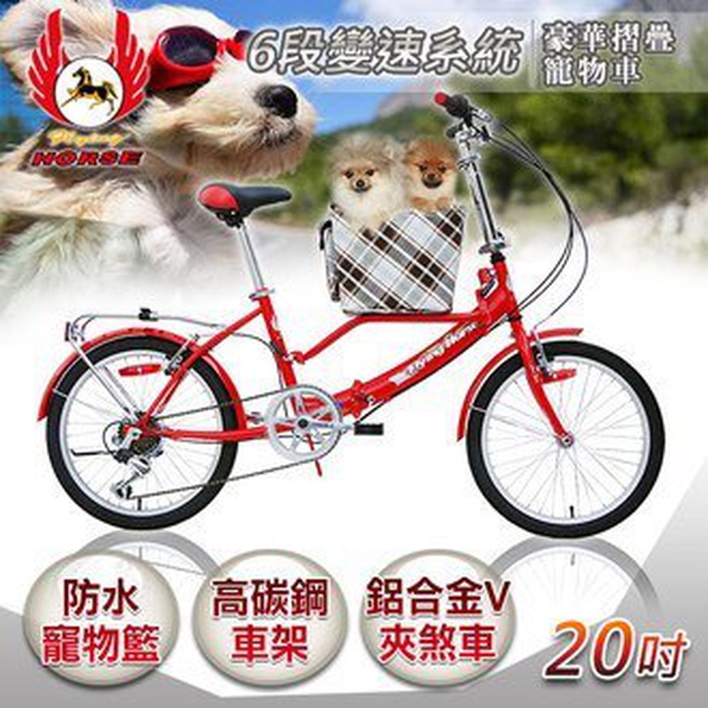 《飛馬》20吋自行車 6段豪華摺疊寵物車 腳踏車 520-76【雙喬嚴選】