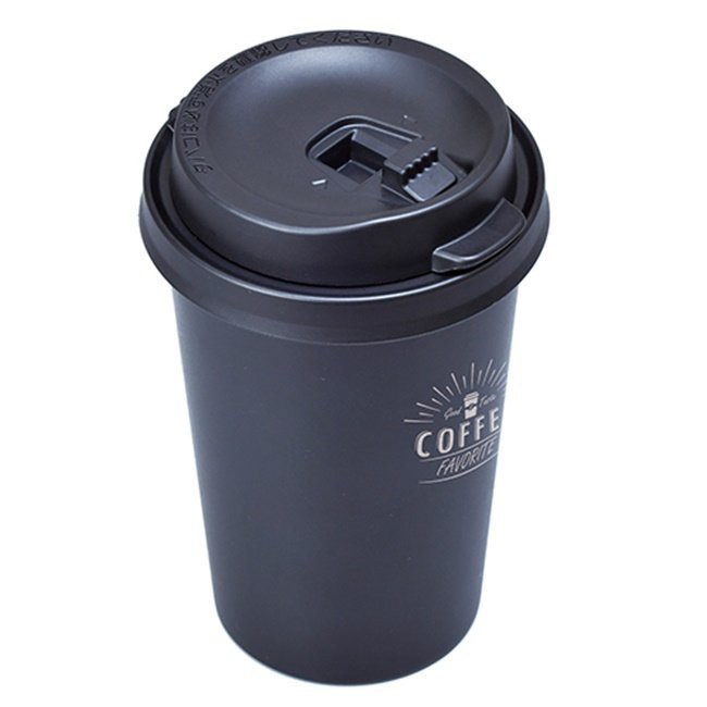 日本SEIWA 咖啡杯造型 掀蓋式 自然消火 煙灰缸 黑色 WA54