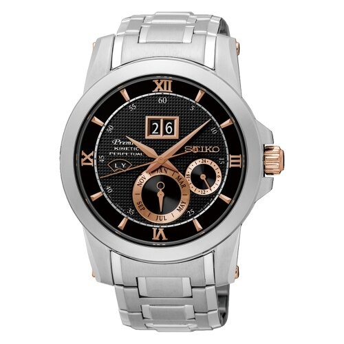 SEIKO 精工 Premier 人動電能大日期窗萬年曆腕錶-黑面(SNP138J1)(7D48-0AR0D)42mm