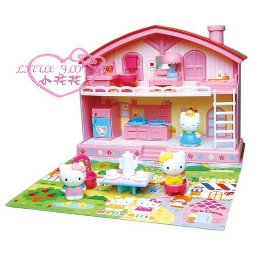 ♥小花花日本精品♥Hello Kitty可愛好好玩精美房屋公仔居家版組合式家庭號多物件玩具50106004