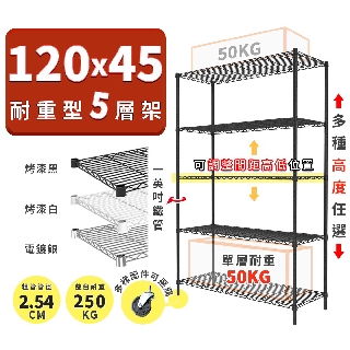 免運｜置物架 波浪架 120x45 輕型五層架 高度可選 收納架 鍍鉻層架 伺服器架 鐵力士架 收納架◖鐵架收納館◗