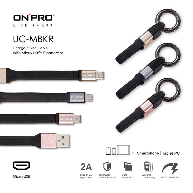 ONPRO UC-MBKR 時尚隨行 Micro USB鑰匙圈式充電傳輸線