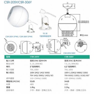 SHOW 壁掛式球型喇叭/防水型 CSR-系列