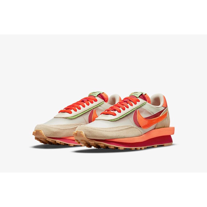 CLOT x Sacai x Nike LDWaffle 三方聯名 解構 男女款 橘 DH1347-100