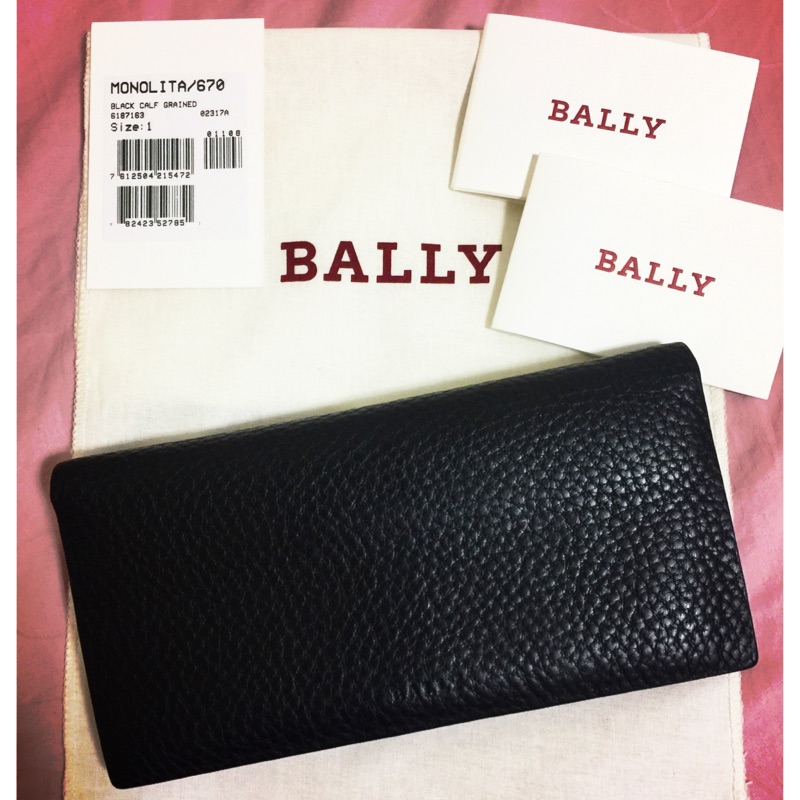 BALLY LOGO烙印 荔枝紋小牛皮對摺長夾