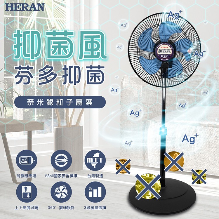 新莊好商量~HERAN 禾聯 16吋 HAF-16SH52B 奈米銀 抑菌 工業扇 電扇 電風扇 抑菌王 省電馬達