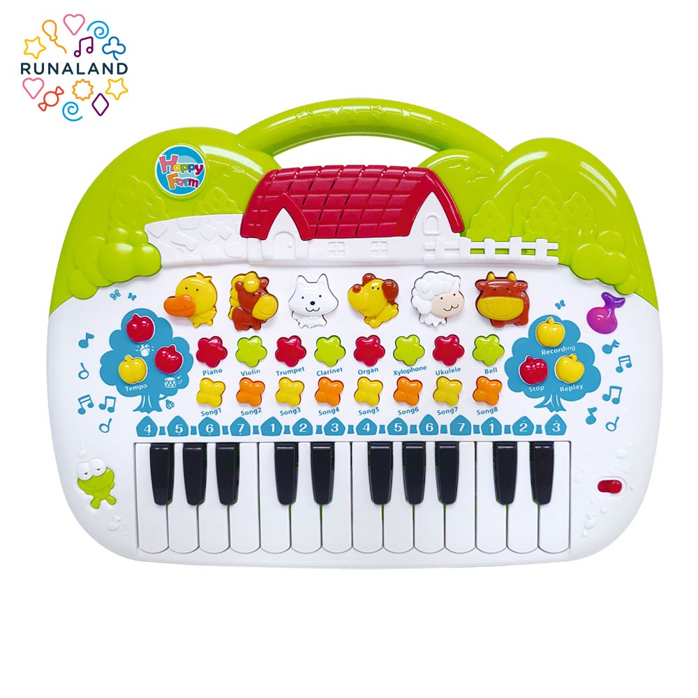 RUNALAND-歡樂動物電子琴 叫聲可變成音階彈奏 可錄音 知育玩具 生日禮物 聖誕禮物 兒童節禮物