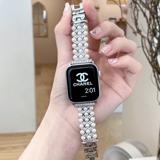 Apple watch 10 9鑲鑽錶帶 珍珠錶帶 41 40mm 44mm 女士錶帶 6 7 8代45 46mm