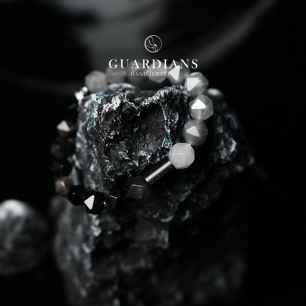 【Guardians】《黑魔鬼》切面 魔鬼水晶 雲水晶 灰水晶 銀曜石 招財 辟邪 時尚手鍊 配件 潮流 台灣品牌