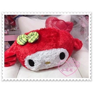 ♥小公主日本精品♥《Melody》美樂蒂抱枕睡枕居家必備大頭造型絨毛抱枕蝴蝶結格紋日本限定 12342204
