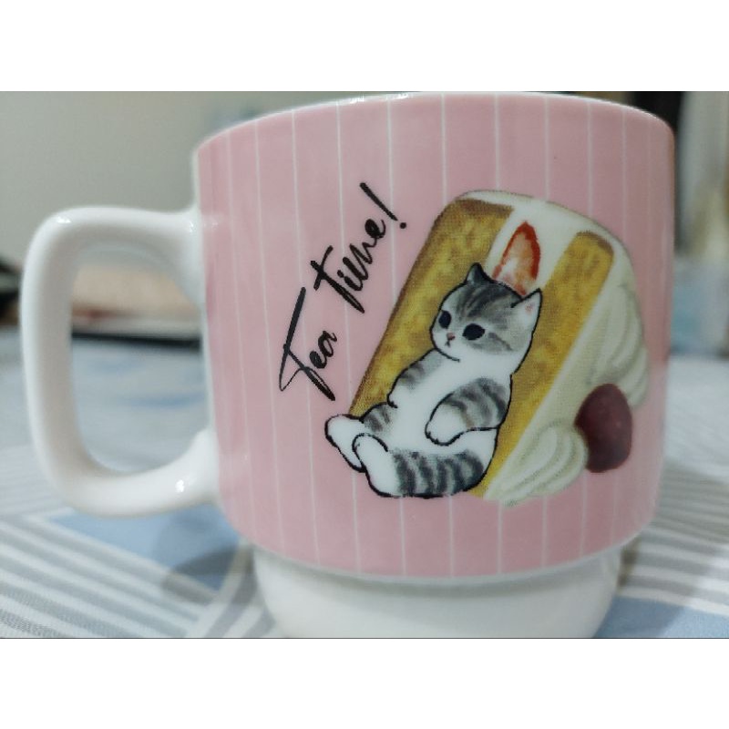 mofusand 陶瓷疊疊馬克杯（夏日下午茶款）-可愛貓咪馬克杯