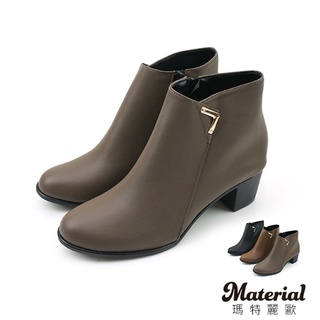 Material瑪特麗歐 【全尺碼23-27】短靴 MIT金屬側釦尖頭短靴 T6889