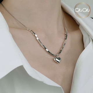 挑戰最低價💎純銀【Ciu萩飾集】💖幸福能量立體愛心項鍊｜韓系時尚蛇骨鍊・S925純銀（現貨）