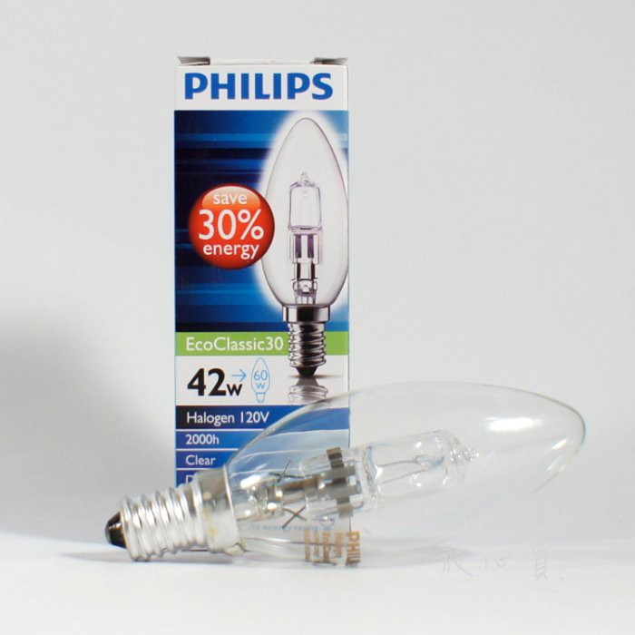[含稅]PHILIPS 飛利浦 42W 110V E14 EcoClassic30 鹵素燈泡 可調光