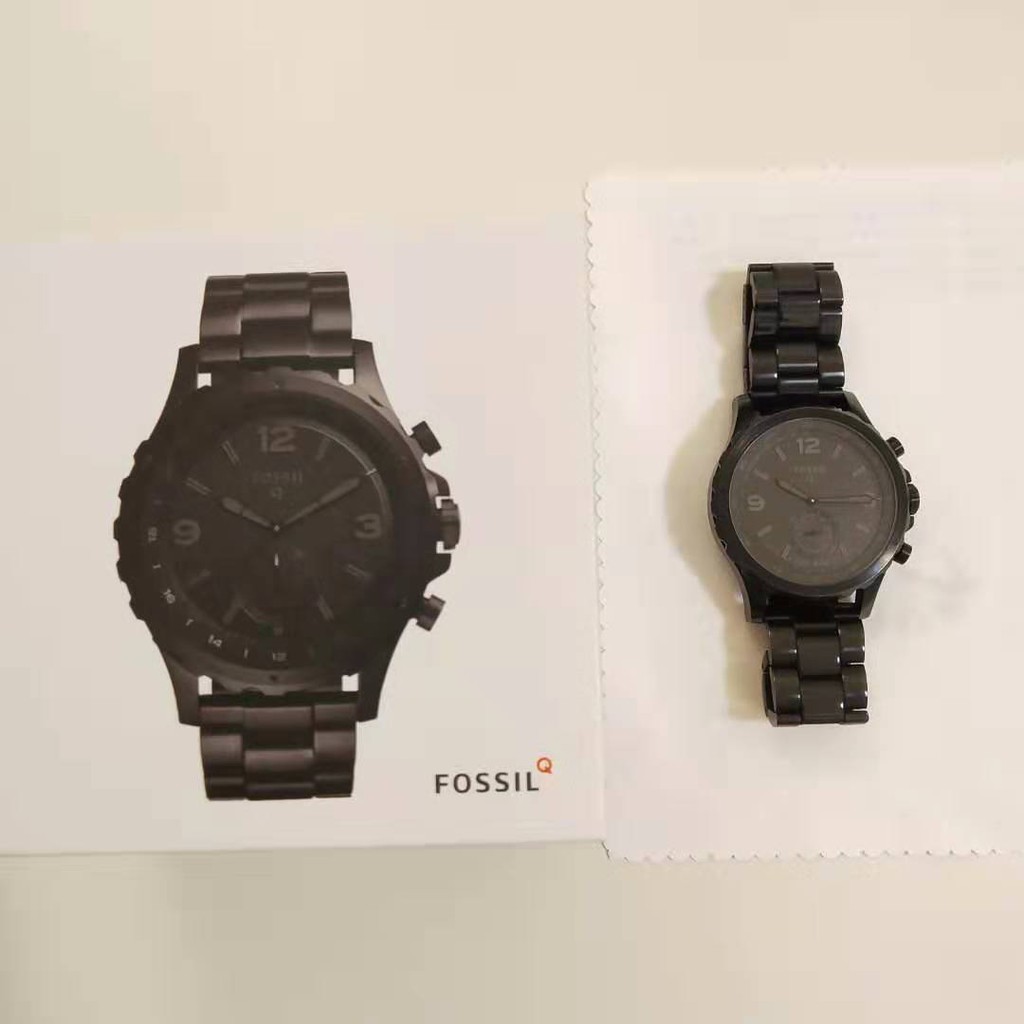 【二手 保證正品 日本購入】FOSSIL Q Nate 智慧型多功能腕錶-黑/50mm FTW1115