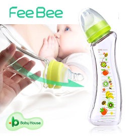 【Baby House 愛兒房】FeeBee 手工彎角玻璃奶瓶 240ml 新鮮果漾