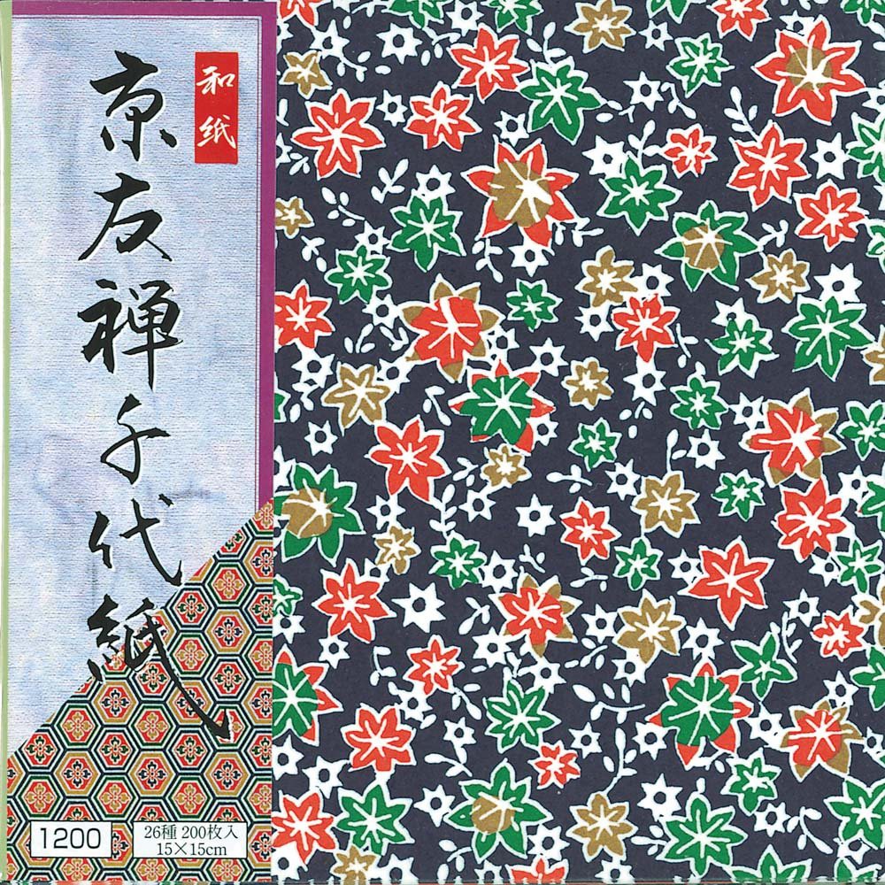 日本 エヒメ (200枚) 京友禪千代紙、和紙、友禪紙、工藝紙、色紙、包裝紙~15*15cm