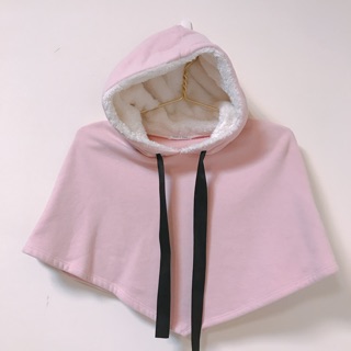 二手 韓國童裝Peach&Cream 粉色刷毛羊羔毛帽 斗篷 9號