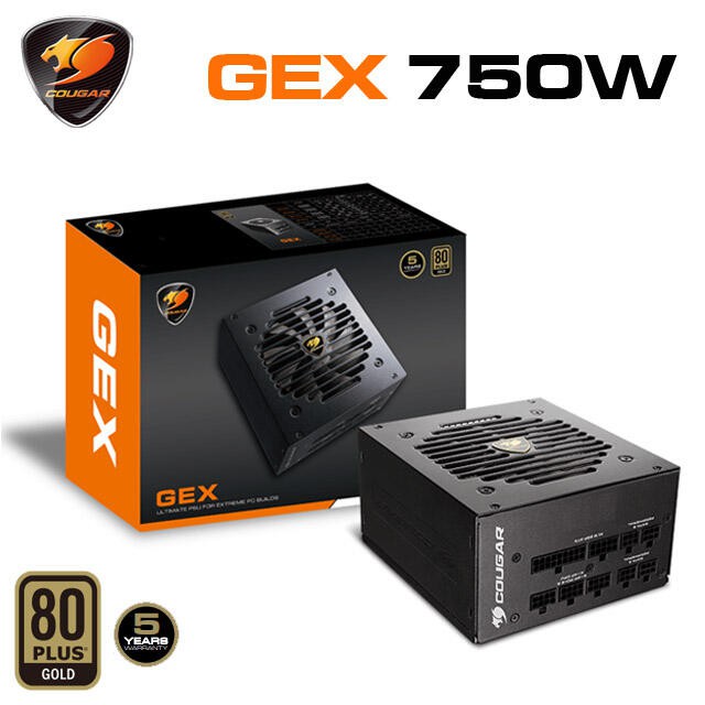 【COUGAR 美洲獅】GEX 750W 80PLUS 金牌 電源供應器 五年保固