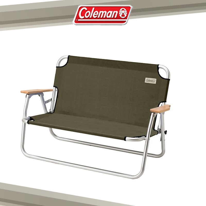 【大山野營-露營趣】Coleman CM-33807 輕鬆摺疊長椅/綠橄欖 摺疊椅 情人椅 雙人椅 休閒椅