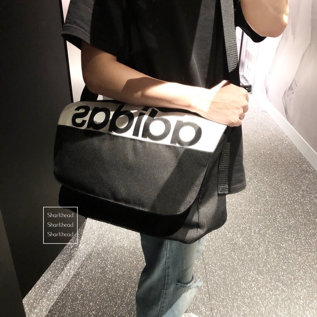 小時光】Adidas Sports 郵差包側背包書包黑愛迪達S99972 筆電夾層斜背包| 蝦皮購物