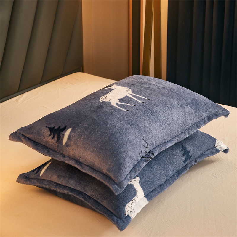 【現貨】 枕頭套 法蘭絨 枕套 法蘭絨枕套一對裝成人等人珊瑚絨枕頭套48x74保暖速熱枕芯套