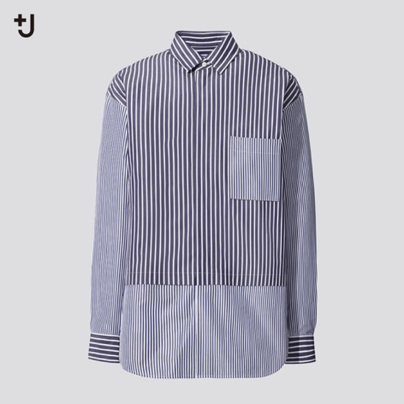 Uniqlo +J系列 寬版 條紋 襯衫 長袖襯衫