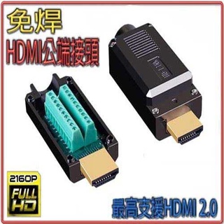 金屬殼 HDG-50 免焊式 v2.0版 標準 HDMI 公頭 DIY接頭組合包 最高支援 4K2K 60Hz
