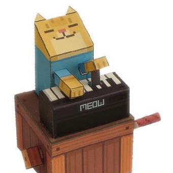 彈琴的貓 可動 立體紙模型 手工DIY 3D 摺紙 折紙 折一折 紙製品 動漫 ACG