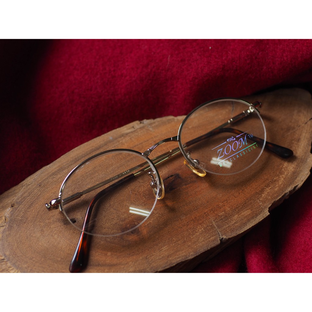 簡約線性圓弧折角橢圓半框式金屬鏡框 古董眼鏡 Japan/glasses