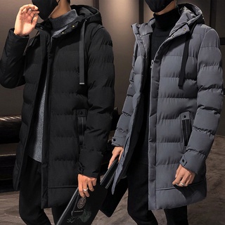 M-5XL 中長版 羽絨外套 連帽外套 韓版冬季加厚保暖外套 防風外套 夾克外套 外套男 大衣外套 長版外套男 風衣外套
