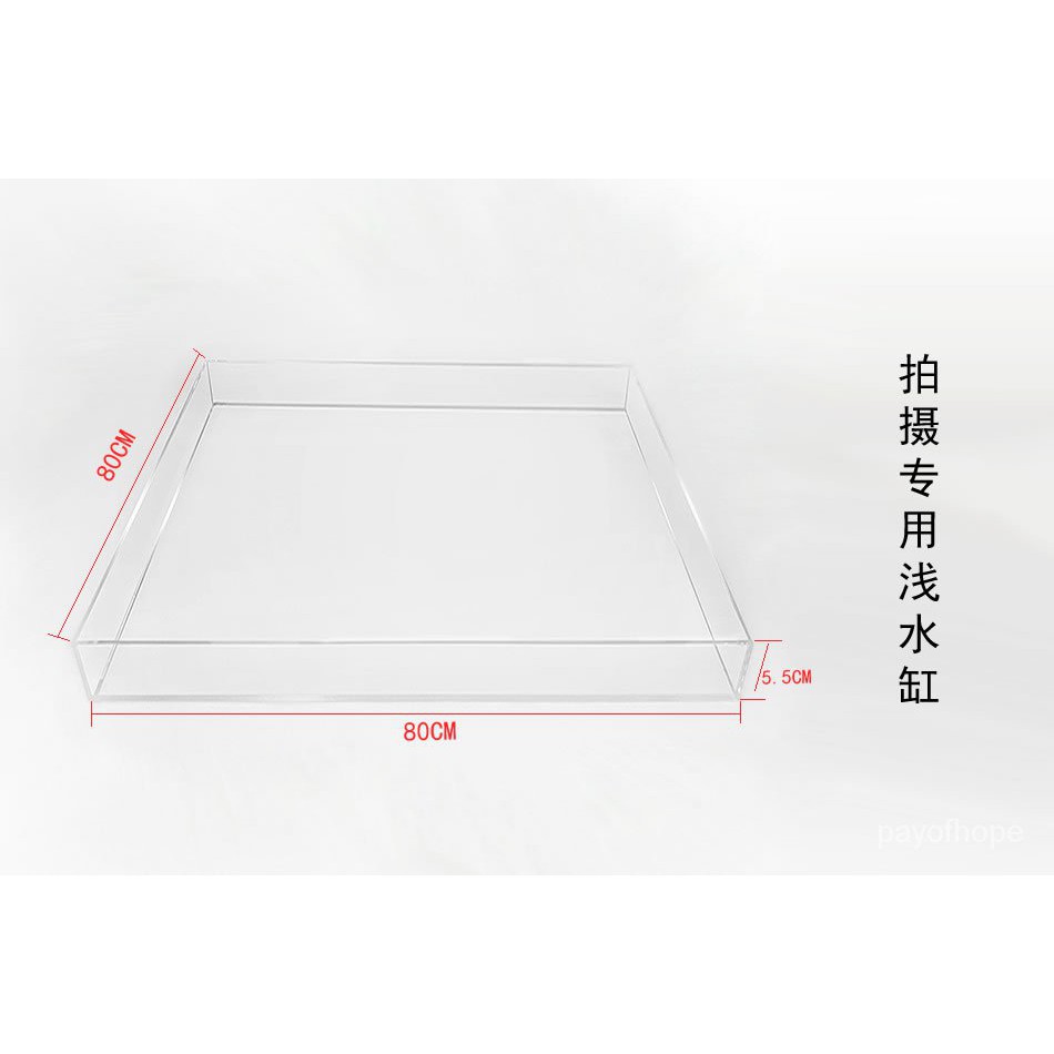 熱銷 爆款亞克力水缸淺水拍攝專用透明水槽水波紋高清水花視頻水下懸浮水箱 蝦皮購物