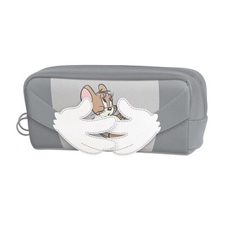 【現貨】小禮堂 湯姆貓與傑利鼠 立體造型皮質筆袋 (灰白雙手款)
