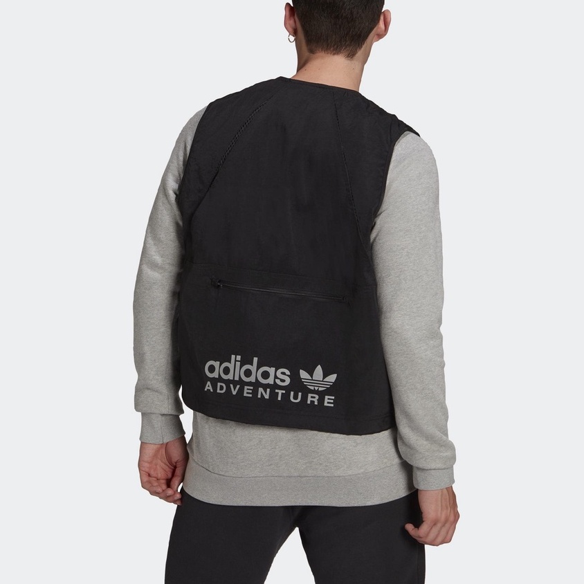 ⓉⒽⓇⒺⒺⒼ🔥ADIDAS ORIGINALS 運動背心 重磅 尼龍 工裝 拉鍊口袋 透氣 黑色 男款 H09056