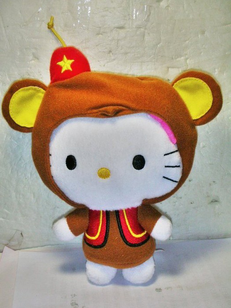 L.(企業寶寶玩偶娃娃)近全新少見2013年麥當勞發行頭套Hello Kitty凱蒂貓絨布娃娃!