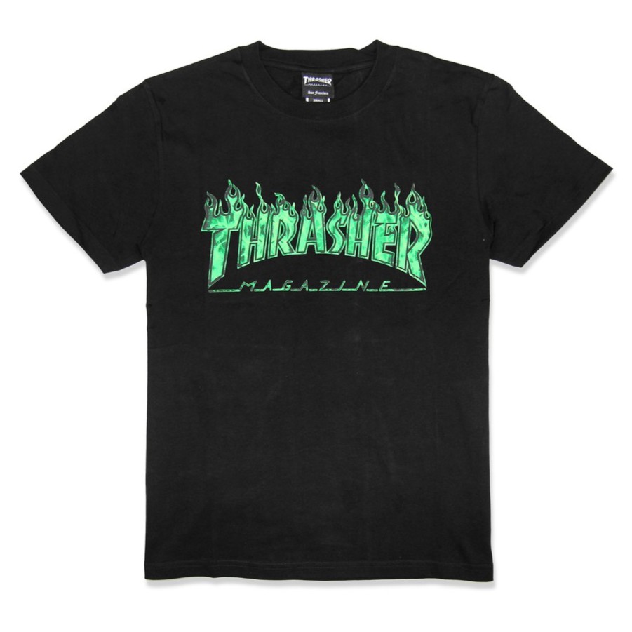 THRASHER GHOST 日線 綠鬼火 純棉短袖-黑色【HopesTaiwan】台灣總代理