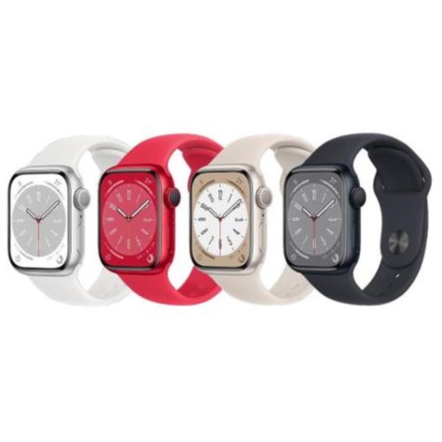 Apple Watch S8 GPS ; 41mm 鋁金屬錶殼搭配運動型錶帶 _ 台灣公司貨 + 【錶貼＋錶套】