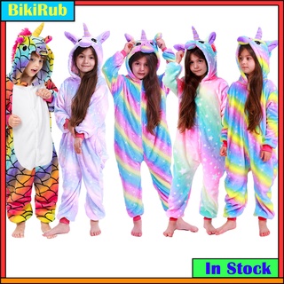 一件式連帽縫線獨角獸睡衣兒童男孩動漫卡通睡衣 Kigurumi 兒童女孩連體衣家庭睡衣套裝